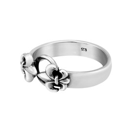 AeraVida Purely Stylish Mirrored Fleur de Lis or Lily Flower Symbolic and Meaningful .925 Sterling Silver Ring - 7
