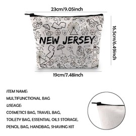 WCGXKO New Jersey Gift New Jersey Trip Merchandise New Jersey Zipper Pouch Makeup Bag (New Jersey CA)