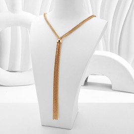 LILIE&WHITE Gold Plated Long Tassel Necklace for Women - Adjustable Y-Shape Chain Design - Elegant Statement Jewellery for Special Occasions & Casual Wear