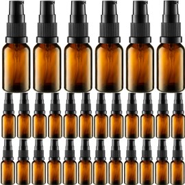 VitalUp Empty Refillable Glass Amber Pump Bottle Ideal for Lotion Cream Essential Oil Travel Small Container - 30 Pack (15ml)