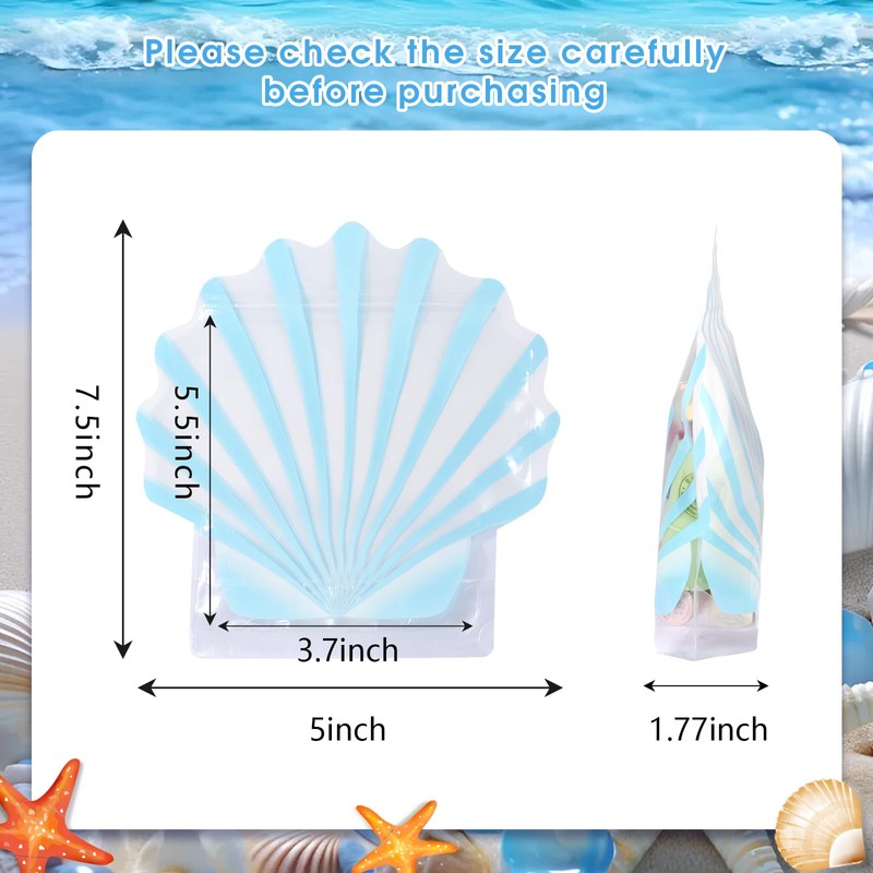 15pcs Seashell Shaped Bags for Bachelorette Party Hangover Kit, Resealable