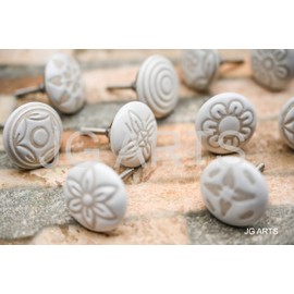JGARTS 20 X Mix Vintage Look White Creame Creme Flower Ceramic Knobs Door Handle Cabinet Drawer Cupboard Pull