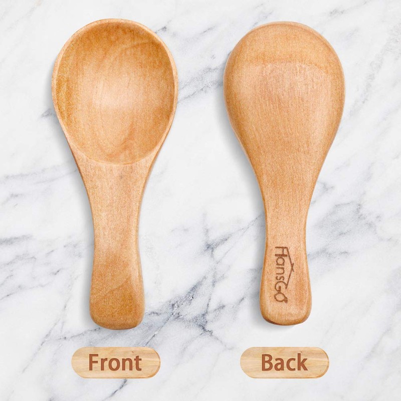 HANSGO Small Wooden Spoon, 10PCS 3 inches Ice Cream Salt