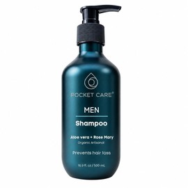 PocketCare Shampoo Anticaída Hombre  Fortalece el Cabello y Reduce la Caída  Orgánico sin Sulfatos con Aloe Vera, Romero y Menta  Crecimiento Capilar 
