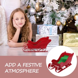 PRETYZOOM Plastic Sleigh Ornament Christmas Sleigh Table Decor Christmas Tree Hanging Sleigh Christmas Sleigh Pendant DIY Sleigh Decoration Sleigh Photo Prop Pp Decorations Red Desktop