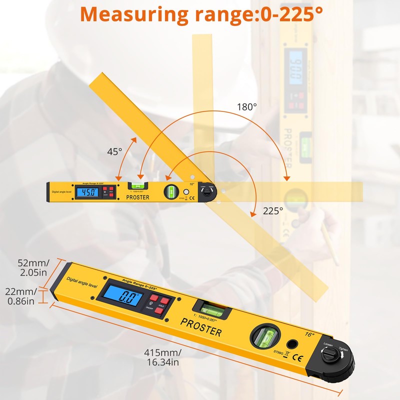 Proster Digital Angle Finder Gauge - Aluminum Angle Finder 16
