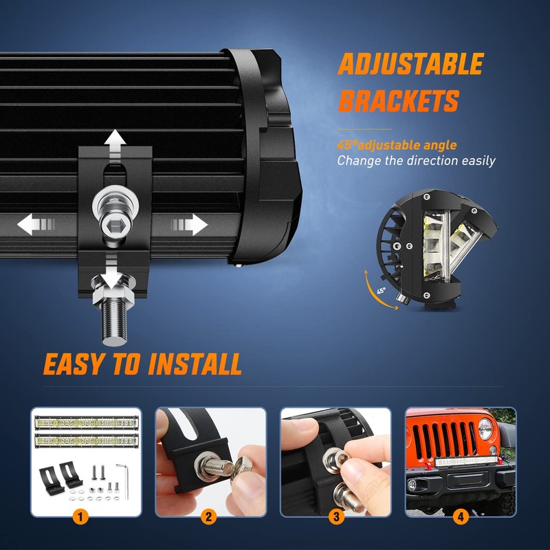 Nilight 22 Inch Side Shooter LED Light Bar Quadruple Row