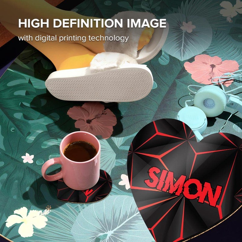 1 x Heart Coaster - Name Simon Gamer Black Red