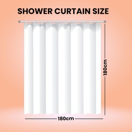 WedDecor Shower Curtains Mould Proof Resistant, Waterproof PEVA Shower Curtain Heavy Duty Bathroom Curtains, With 12 White Plastic Hooks, 180cm x 180cm, Clear