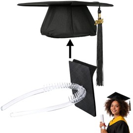 Graduation Cap Headband with Hook and Loop Felt, Clear