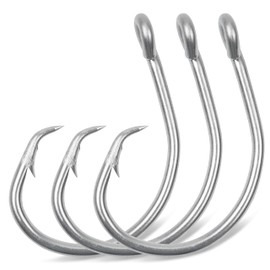 Tuna Circle Hooks Saltwater, 30PCS Wide Gap in-line Tuna Hooks Stainless Steel Fishing Hooks for Catfish Bluegill Tuna Bass Size (5/0)
