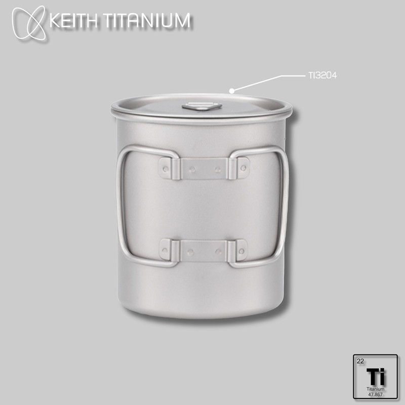 Keith titanium cup with pliable handle and lid Ti3204