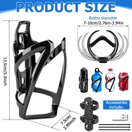 Bicycle Bottle Holder, Black, Drink Holder for Bicycles, Bottle Holder Improved with Holder, Lightweight, Durable, Water Bottle Holder for MTB, Road Bike, Bicycle (Black 1)