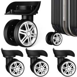 Kisangel Replacement Trolley Case Wheels 4.33 Inch Diameter Universal Suitcase Casters with Silent Dual-Row Bearings Easy Installation for Luggage Repair