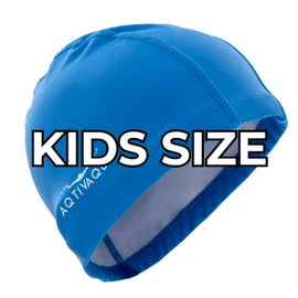 AqtivAqua Kids Swimming Caps for Kids Swim Cap Kids Girls Boys Youth Hat (Blue color, Kids size)