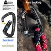 Lasehuh UIAA Certified 25KN Auto Locking Climbing Carabiner Clips, D