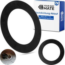 Flat Seal for Drain Valve, Pack of 2, Diameter 62 x 42 x 1 mm, for 1 1/4 Inch Washbasin Fittings, Sink Drain Valve Replacement Seal, Seal Set Kitchen Tap, Sealing Ring Installation System