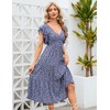 MURMUREY Women 2023 Summer Casual Floral Print Short Flutter Sleeve