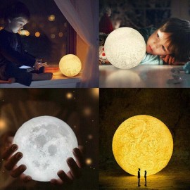 Unbranded 3D Moon Lamp Touch Moonlight LED Night Lunar Light 16 Color USB Changing - 5.1inch