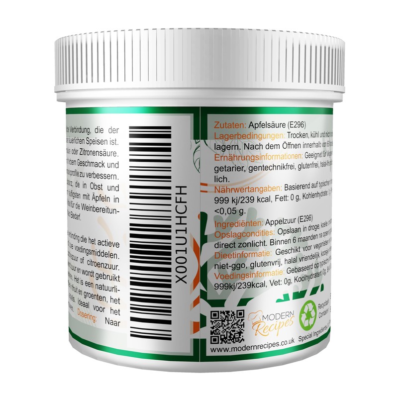Special Ingredients Malic Acid Powder 500 g Highest Quality (German