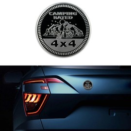 Tecledsn Camping Badge Rated Car Emblem, Car Exterior Emblems Badge, 4 x 4 Metal Automotive Badge, 3D Round Metal Car Badges Emblems Car Badge Decals Stickers Universal for Vehicle (Camping Rated)