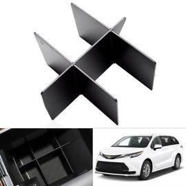 Karltys - Organizador de consola central para Toyota Sienna 2021-2025, divisores de caja de reposabrazos Sienna, accesorios interiores, ABS, negro