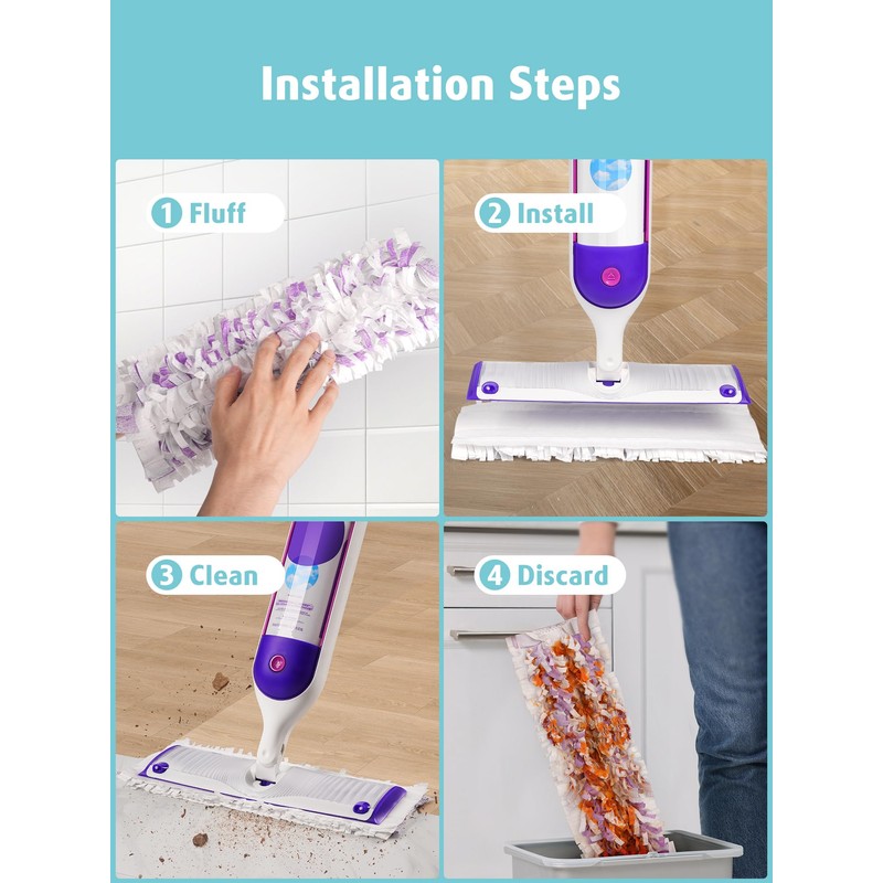 AIR U+ 24 Pack Disposable Power Mop Pads Refills for