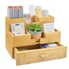 Charmlife Bamboo Desk Organizer - Makeup & Pen Storage with