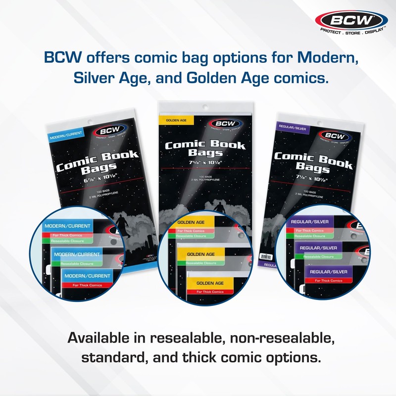 BCW Resealable Current/Modern Comic Bags - 100 ct | Acid-Free
