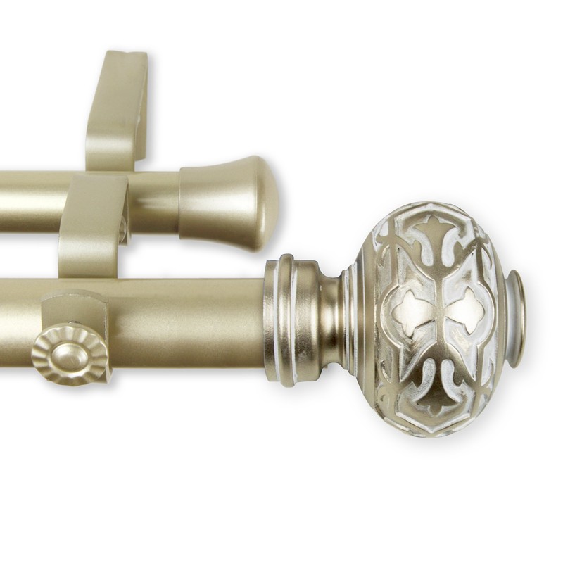 Rod Desyne 1" Maple Double Curtain Rod, 48-84", Gold