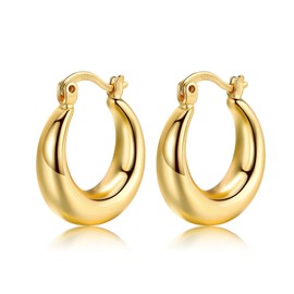 Earrings Silver / Gold Hoop Earrings 925 Silver Small Chunky for Women Girls Diameter: 18 mm, 20 mm, Yellow Gold