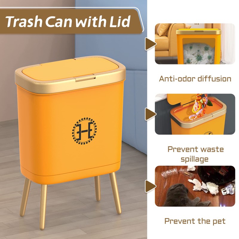 Bedroom Trash Can with Lid,Slim Bathroom Trash Cans with Lids,