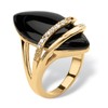 PalmBeach Yellow Gold-Plated Marquise Shaped Natural Black Onyx and Round