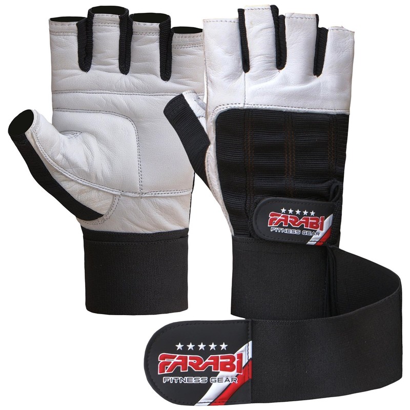 Farabi Weight Lifting Gym training Gloves Real Leather with 4