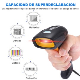 ELECTRIC CHOICE Escáner Codigo de Barras, Lector Codigo de Barras USB, Scanner Láser para Supermercado, Biblioteca, Almacenes y Tienda, Compatible con PC, Windows, Mac, Android, Linux