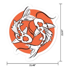 MightySkins Koi Fish Peel and Stick Art Removable Cute Stylish Funny Cartoon Dorm Room Decor Vinyl Wall Decals Sticker, 24" On Its Longest Side