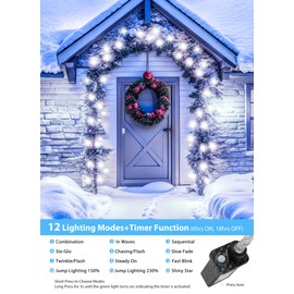 Minetom Christmas Lights Outdoor Cluster Lights - 500 LED 25 Ft Christmas Firecrackers String Lights, 12 Modes Timer Waterproof Connetable Plug in Twinkle Fairy Light for Xmas Tree Garland, Cool White