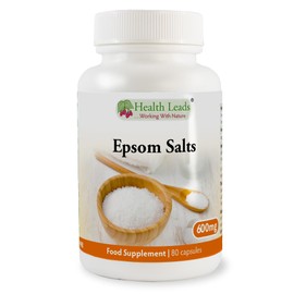 Epsom Salts (Magnesium Sulphate) 600mg x 80 Capsules (100% Additive Free Supplements)