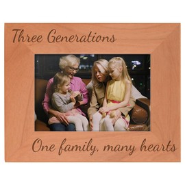 Gifts For All By Rachel Olevia Three Generations One Family Many Hearts Natural Wood Engraved 4x6 Landscape Picture Frame Wood