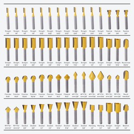 EilxMag 100 Pieces Router Bit Set, Router Bits 1/4 Inch shank with Aluminum Storage Case Tungsten Carbide Router Bits Kit for Professional Woodworking