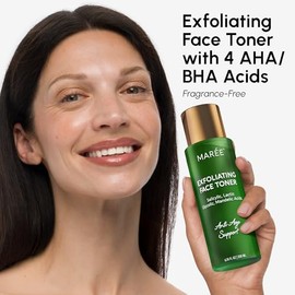 MAREE Exfoliating Toner with 2% Salicylic Acid (AHA BHA) - Liquid Face Exfoliant & Pore Cleaner for Sebum & Dead Skin Removal | Acido Salicilico Facial