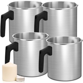 Ziliny 4 Pcs Candle Making Pouring Pot Wax Candle Pouring Pitcher with Dripless Pouring Spout and Heat Resisting Handle Aluminum Soy Wax Melter for DIY Candle Making Kits (1.8 L)