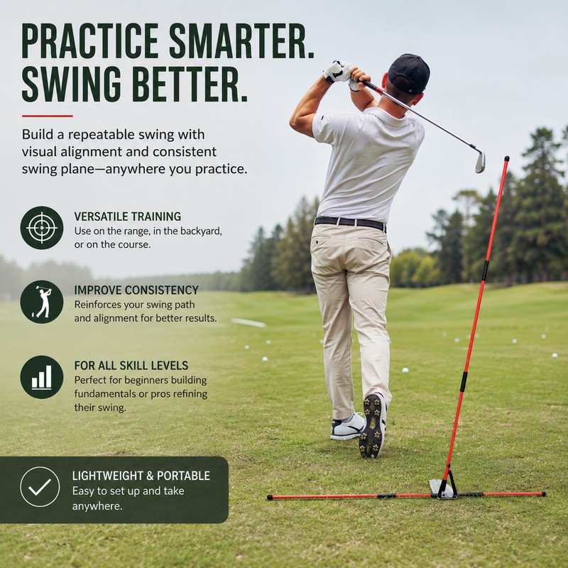Golf Swing Alignment Trainer for Practice – Adjustable Fiberglass Rod