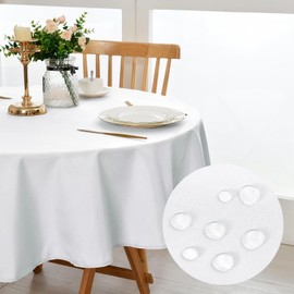 DWCN Table Cloth Round 150cm Wipe Clean Tablecloth White Round Tablecloth Outdoor Table Cloth Waterproof Tablecloth Wipeable Tablecloths Table Cover Round