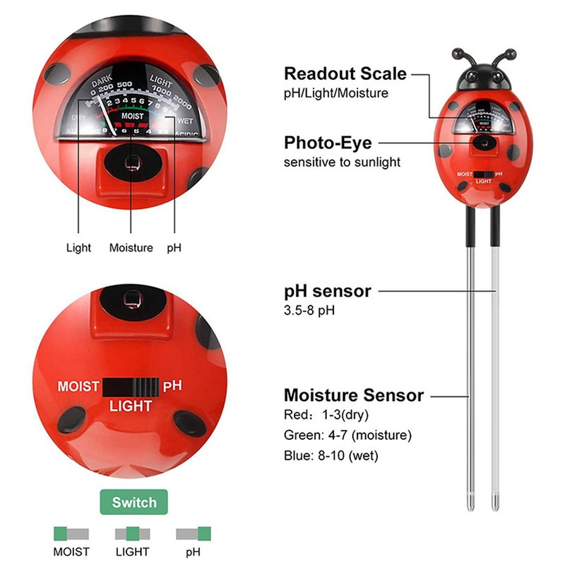 Moisture Meter 3 Calibration Tables Ladybug Shape Simple Operation Multifunction