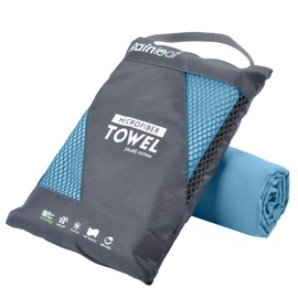 Rainleaf Microfiber Towel Perfect Travel & Sports &Beach Towel. Fast Drying - Super Absorbent - Ultra Compact. Suitable for Camping, Backpacking,Gym, Beach, Swimming,Yoga,Marine Blue,12 X 24 Inches
