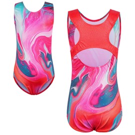 XFGIRLS Girls Gymnastics Sparkly Ballet Dance Activewear With Tumbling, Rosegreen, 5-6 Years