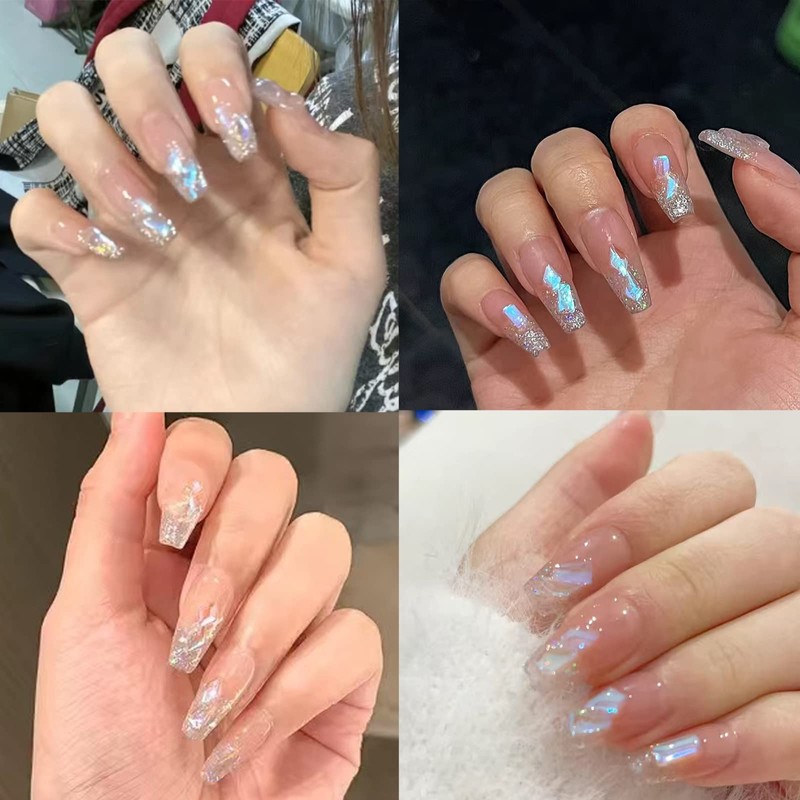 Wellquinn Press On Nails Pink Medium Coffin Nails, Elf M