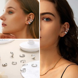 Morfetto Silver Ear Cuffs for Women Non Piercing Earring Cuff Ear Clips Earrings Women's Ear Cuffs & Wraps Chunky Ear Cuff