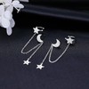925 Sterling Silver Cuff Earrings Chain for Women Asymmetric Star